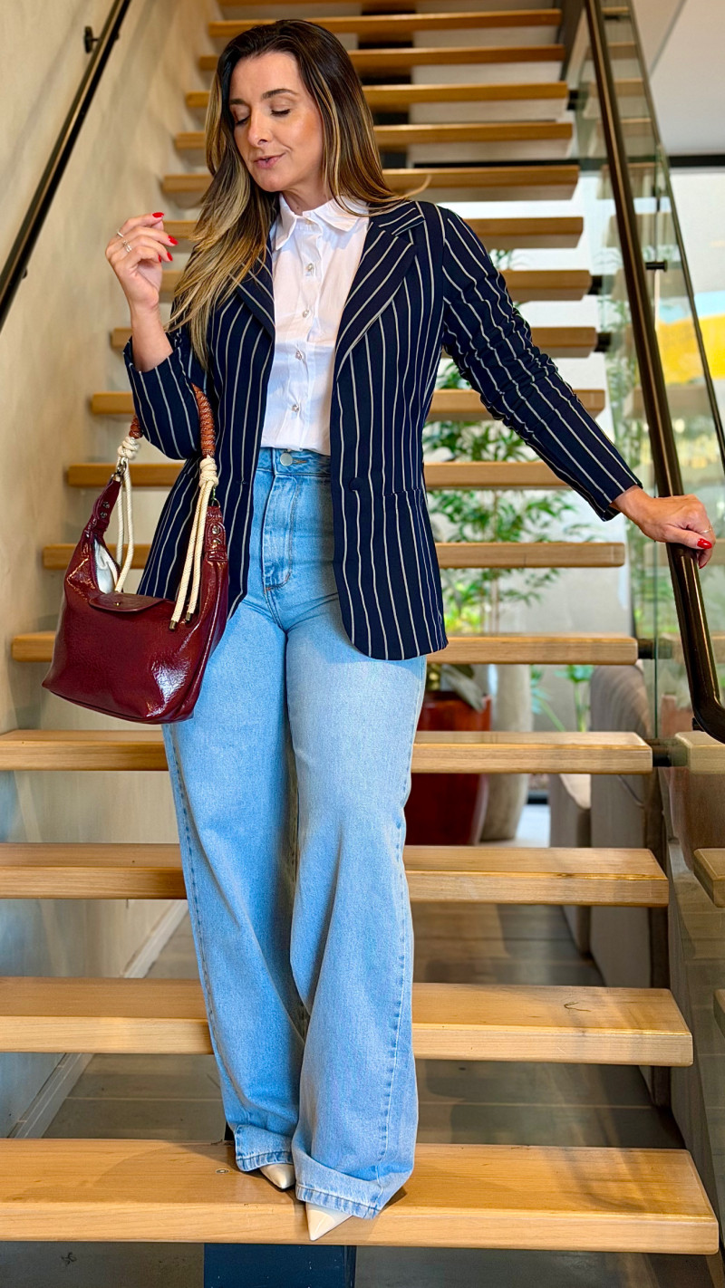 Blazer Alfaiataria Listrado Ravena