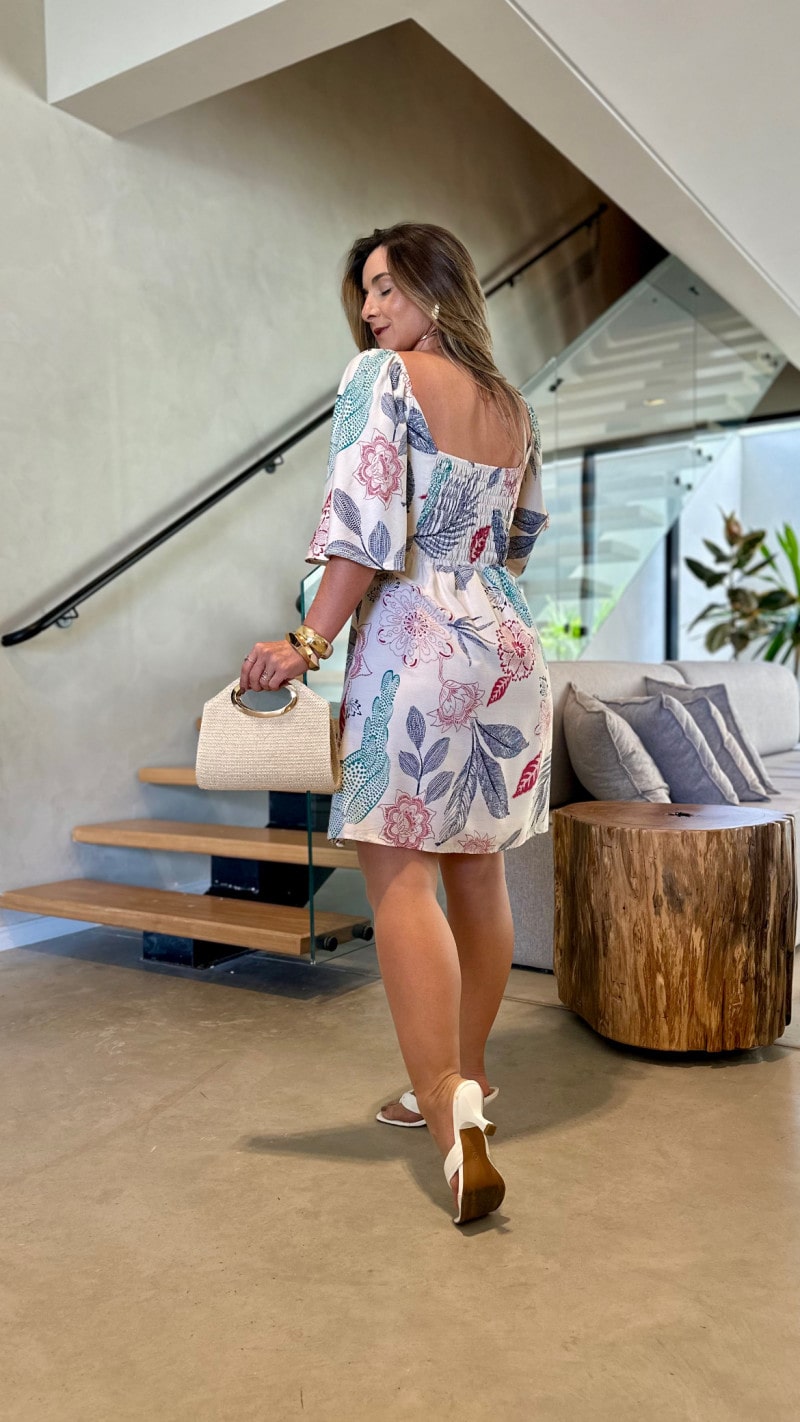 Vestido Curto Com Manga Paula