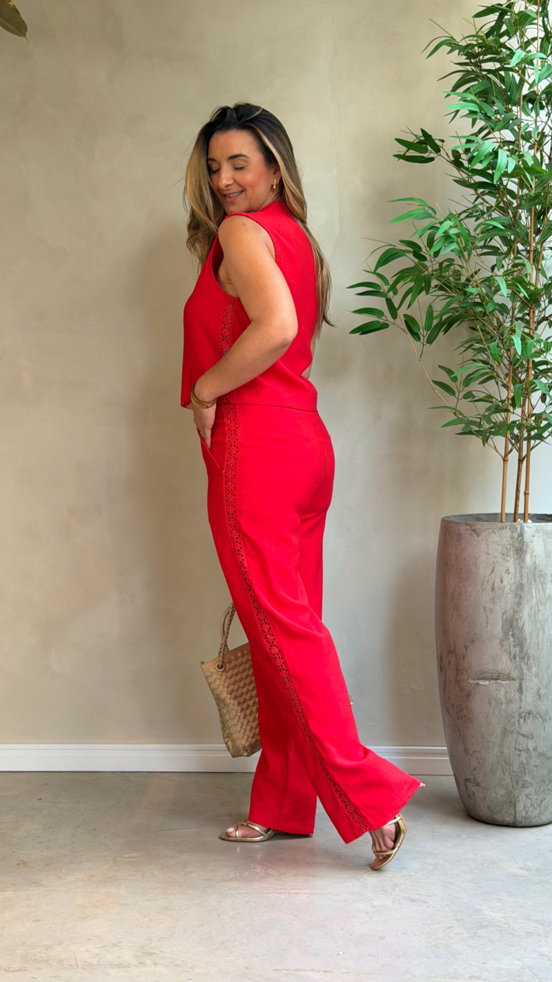 Conjunto Regata E Calça Detalhe Renda Flay 