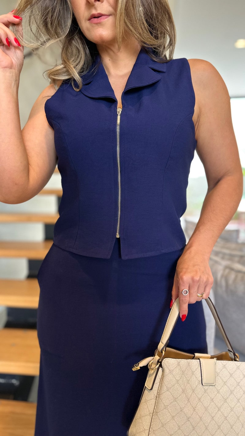 Conjunto Colete E Saia Midi Tamara