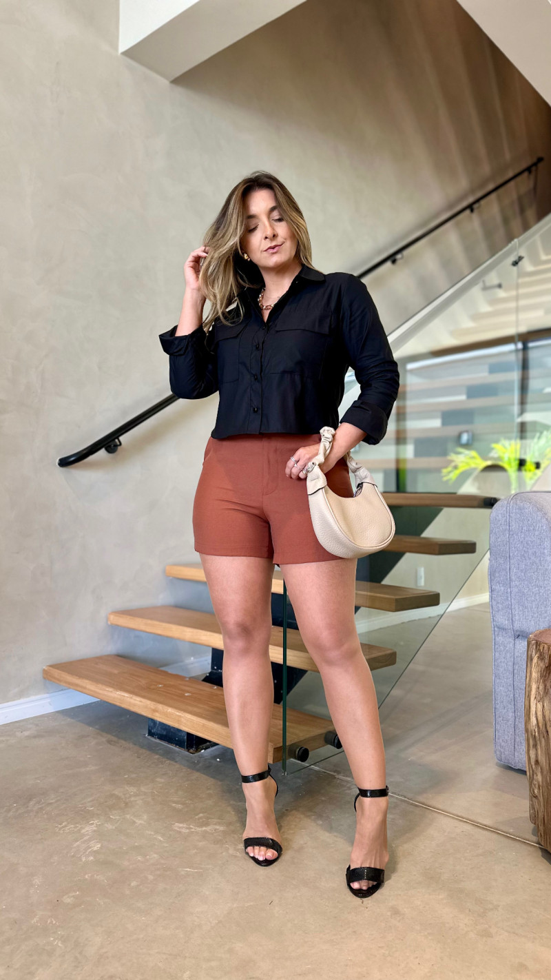 Conjunto Colete E Short Linho Barbara