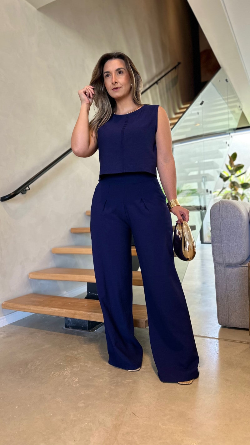 Conjunto Cropped E Calça Pantalona Dani