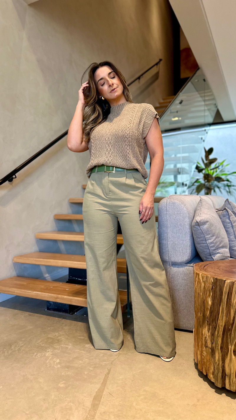 Calça Pantalona Com Cinto Melissa