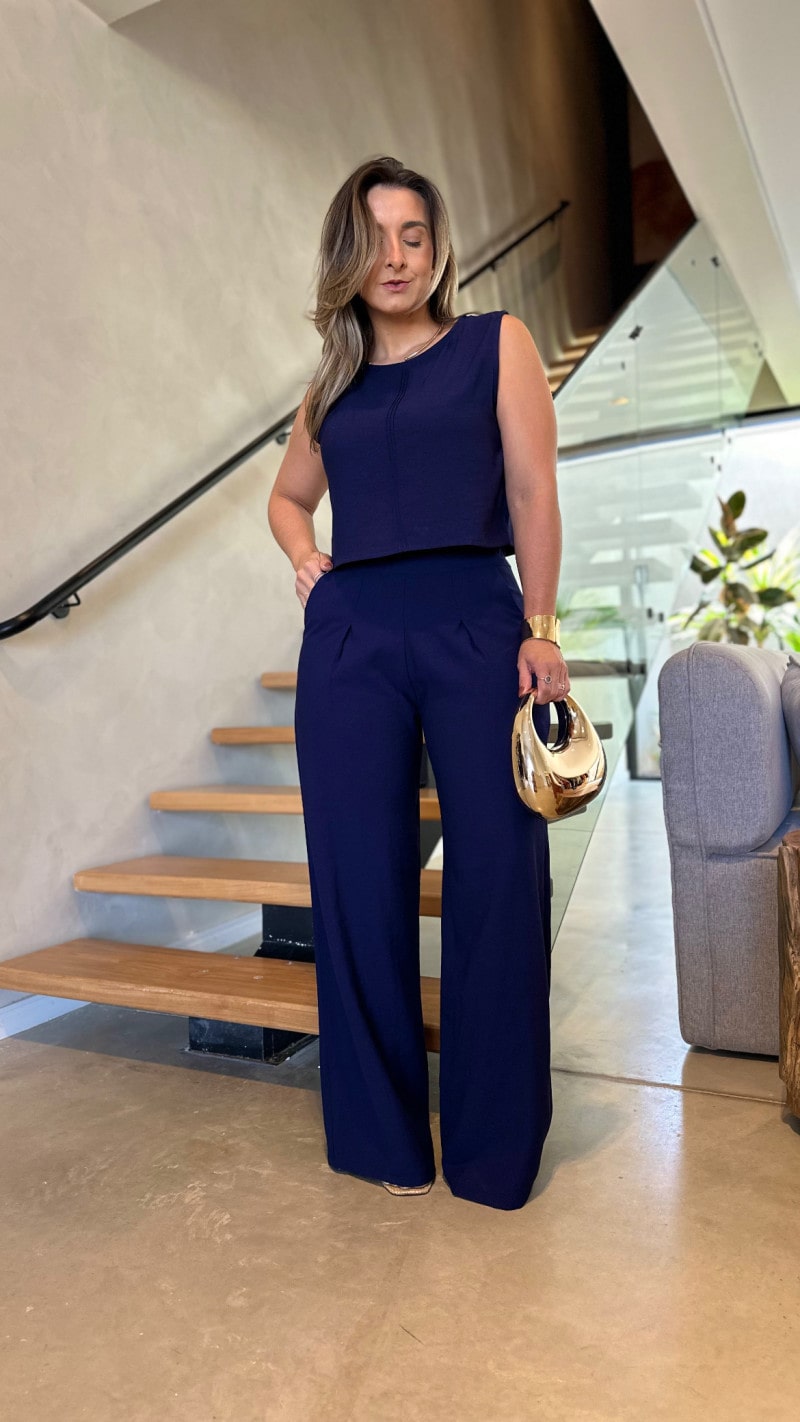 Conjunto Cropped E Calça Pantalona Dani