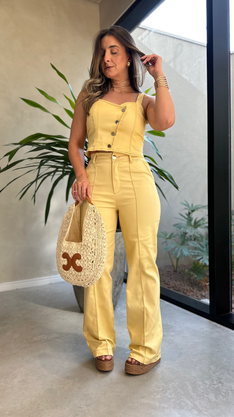Conjunto Cropped E Calça Sarja Tainá