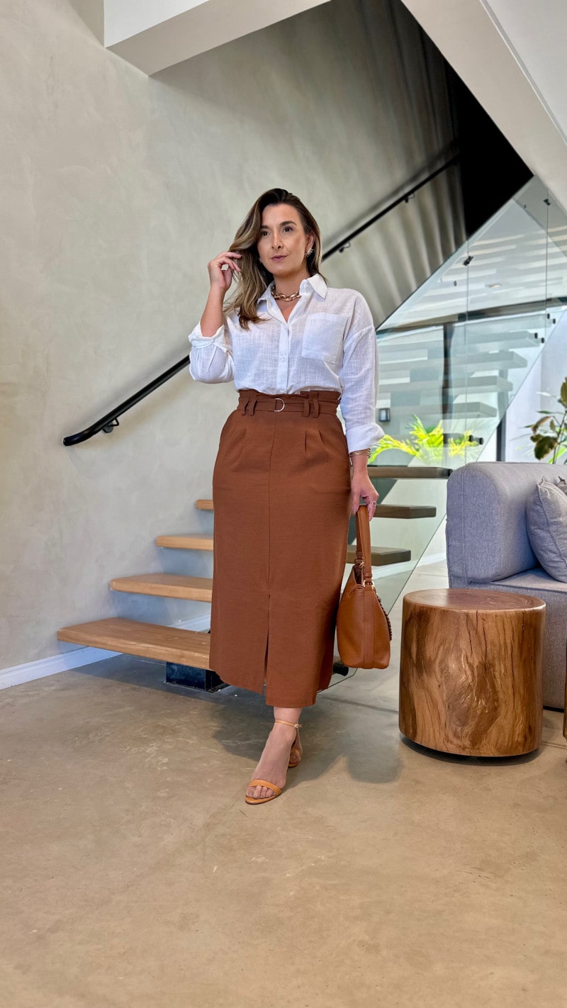 Saia Midi Com Fenda Mirela