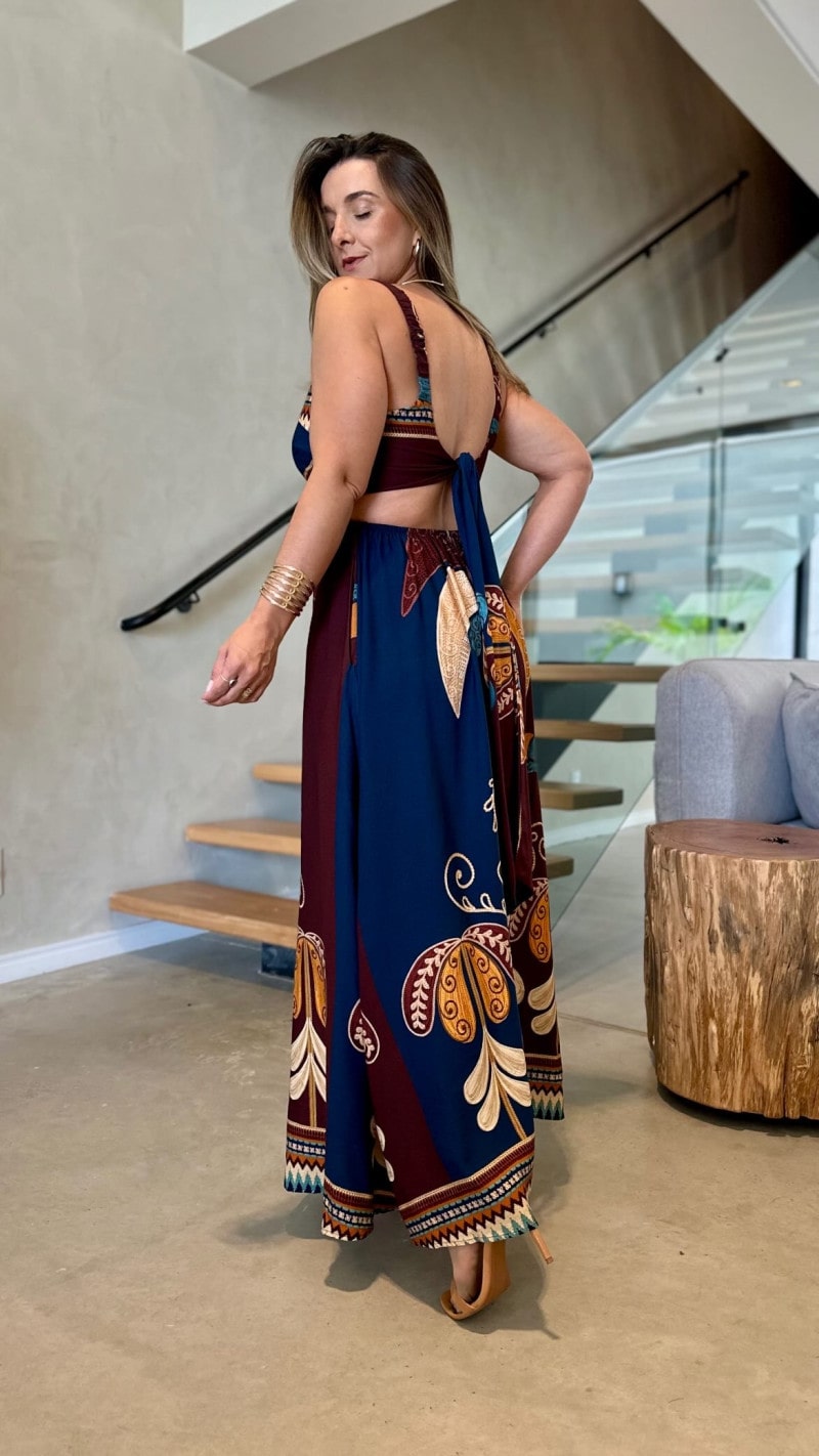 Vestido Longo Alça Larga Com Amarração Fer
