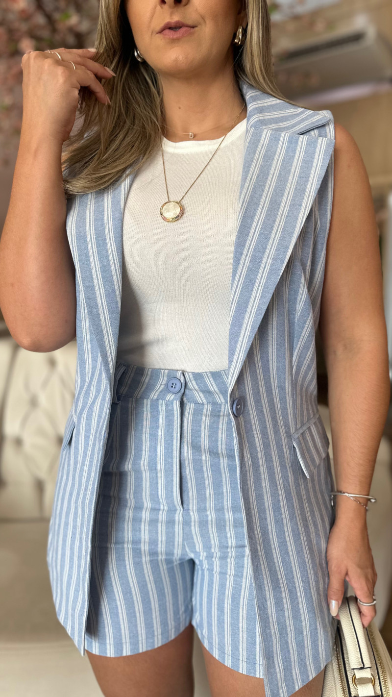Conjunto Colete E Short Linho Emily