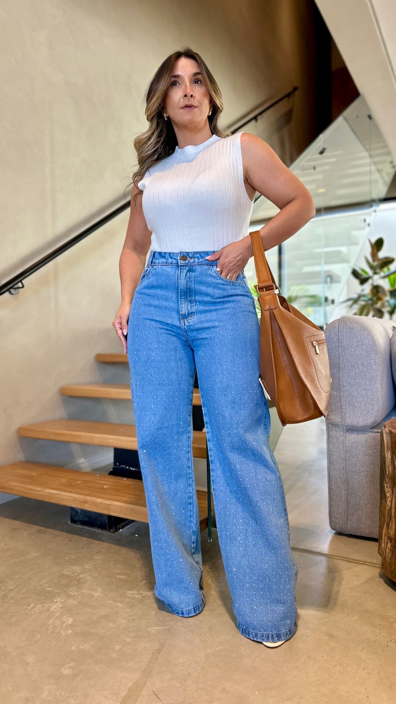 Calça Jeans Com Aplicação Sara