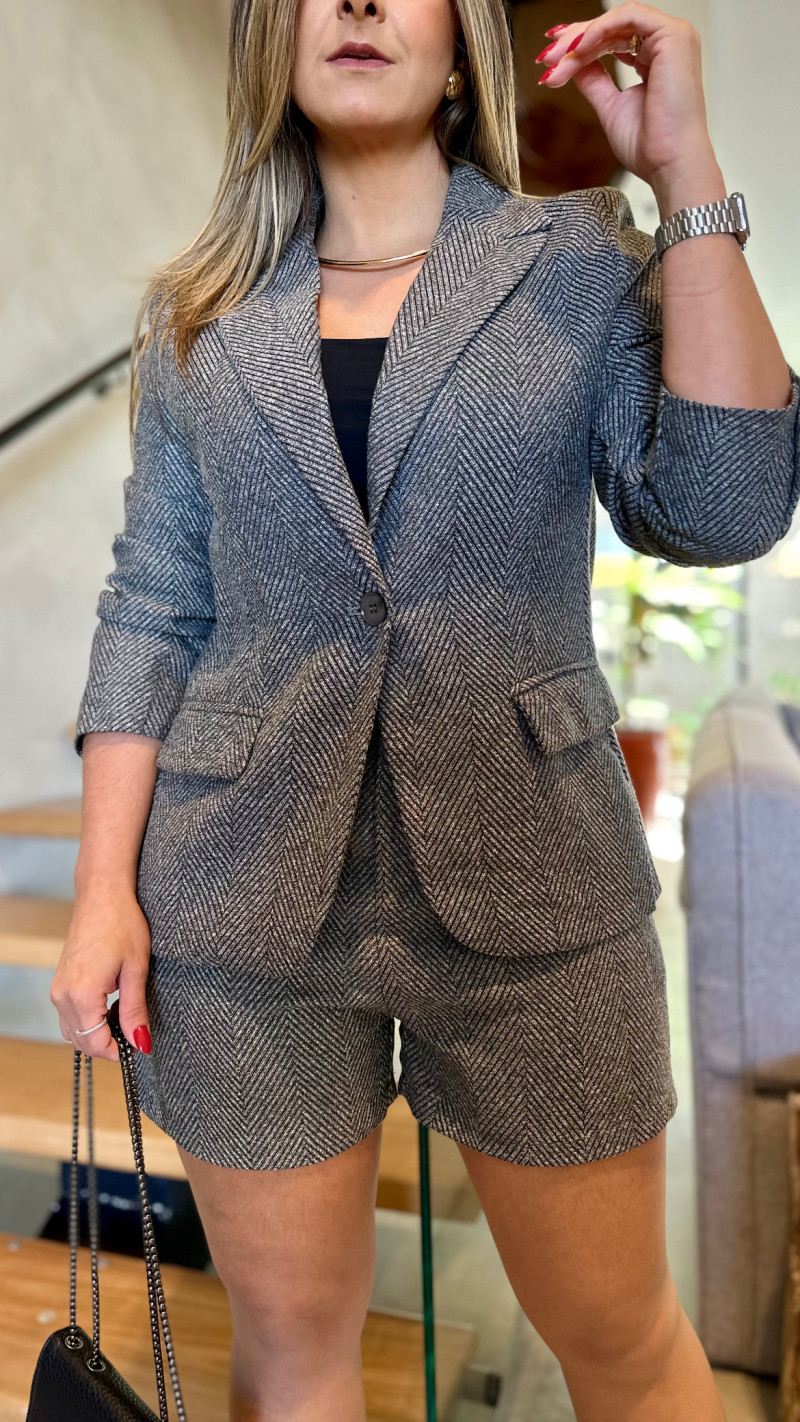 Blazer Com Ombreira Jacquard 