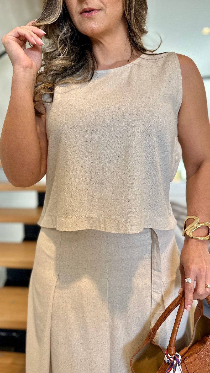 Conjunto Cropped E Saia Midi Suelen