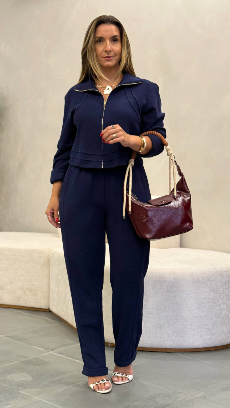 Conjunto Jaqueta E Calça Piquet Joana