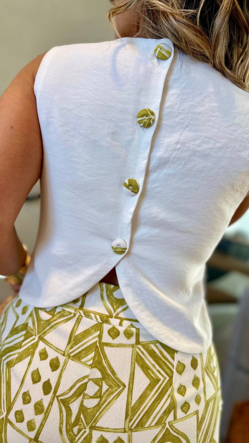 Conjunto Cropped E Short Linho Verão