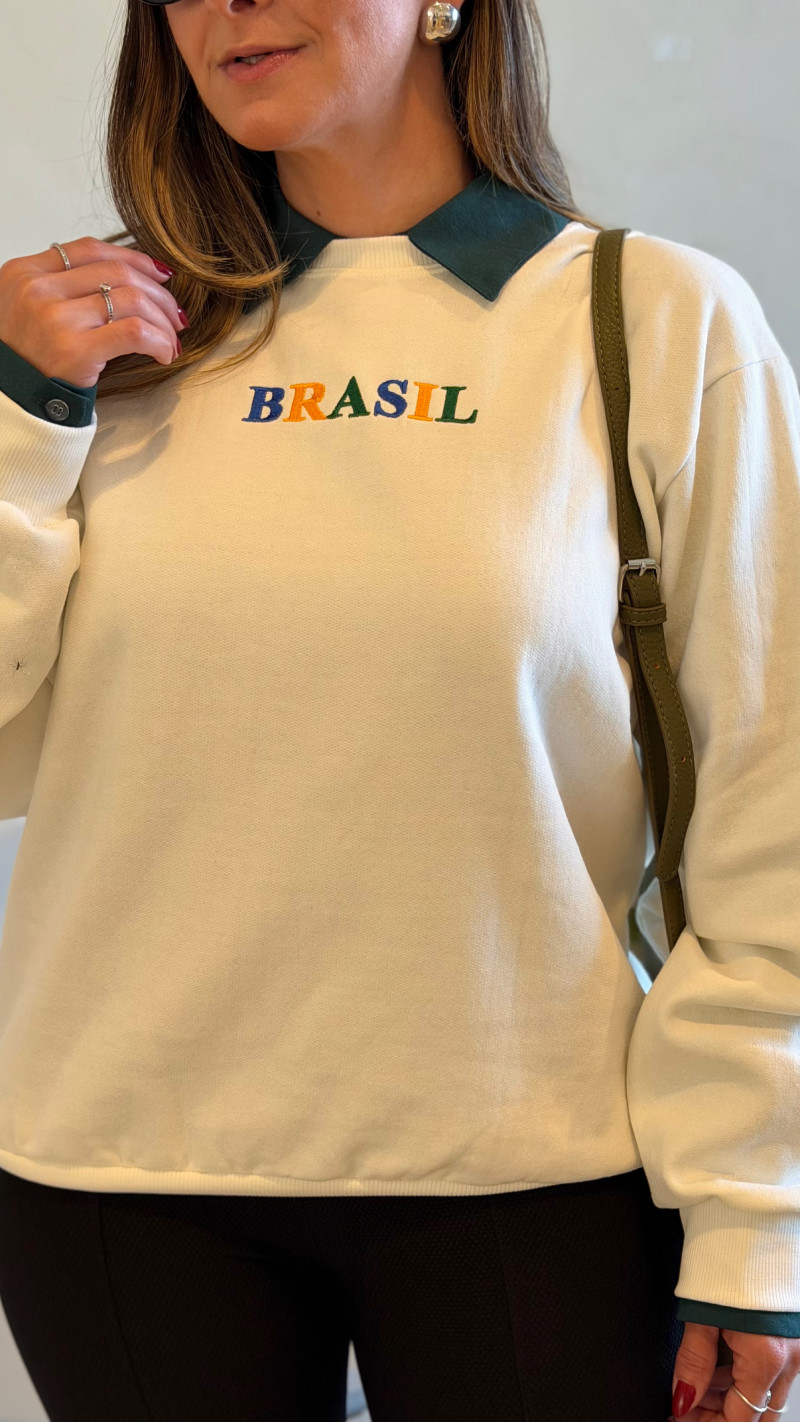 Blusa Moletom Bordado Brasil