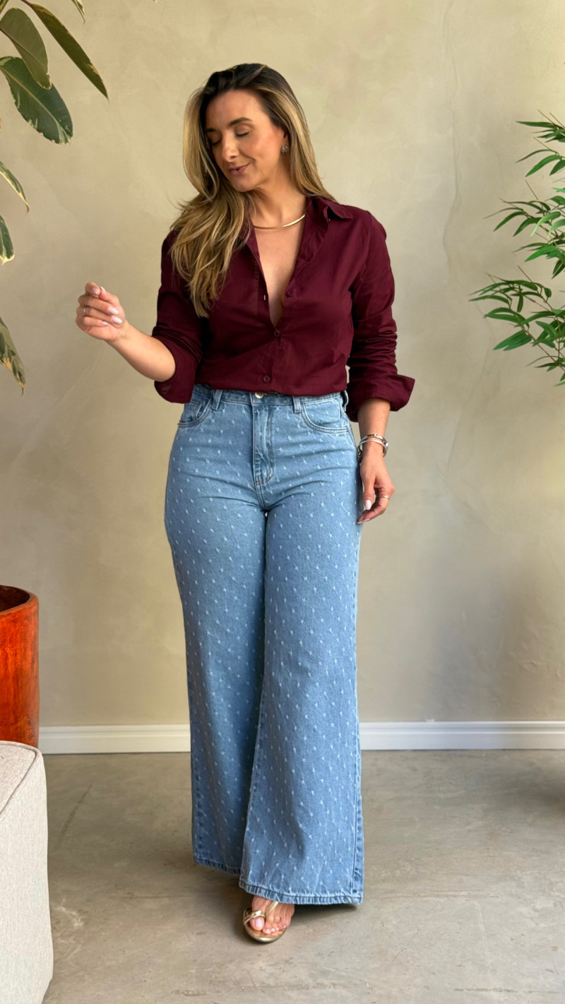 Calça Wide Detalhe Gigi