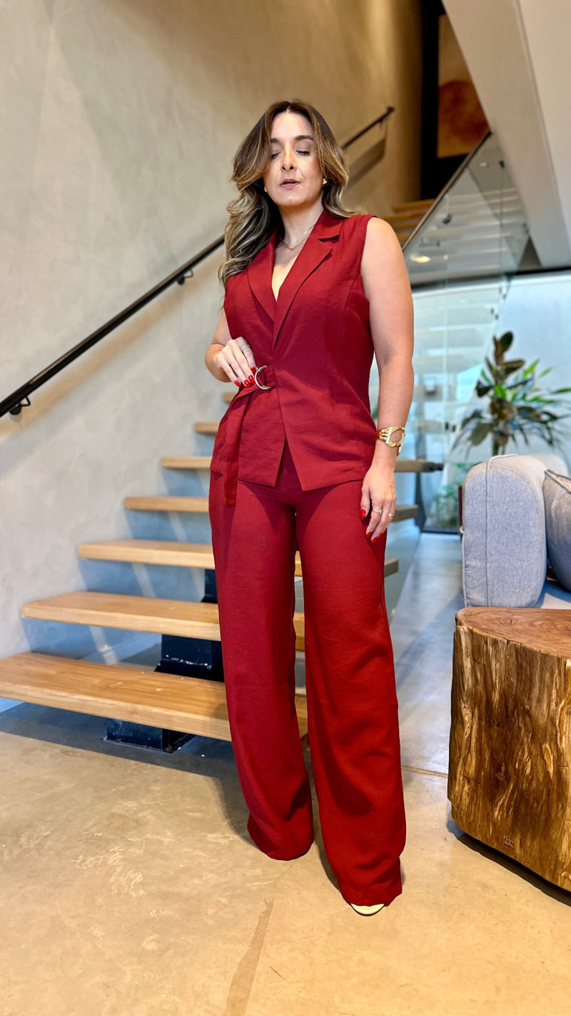 Conjunto Blusa Transpassada E Calça Fernanda