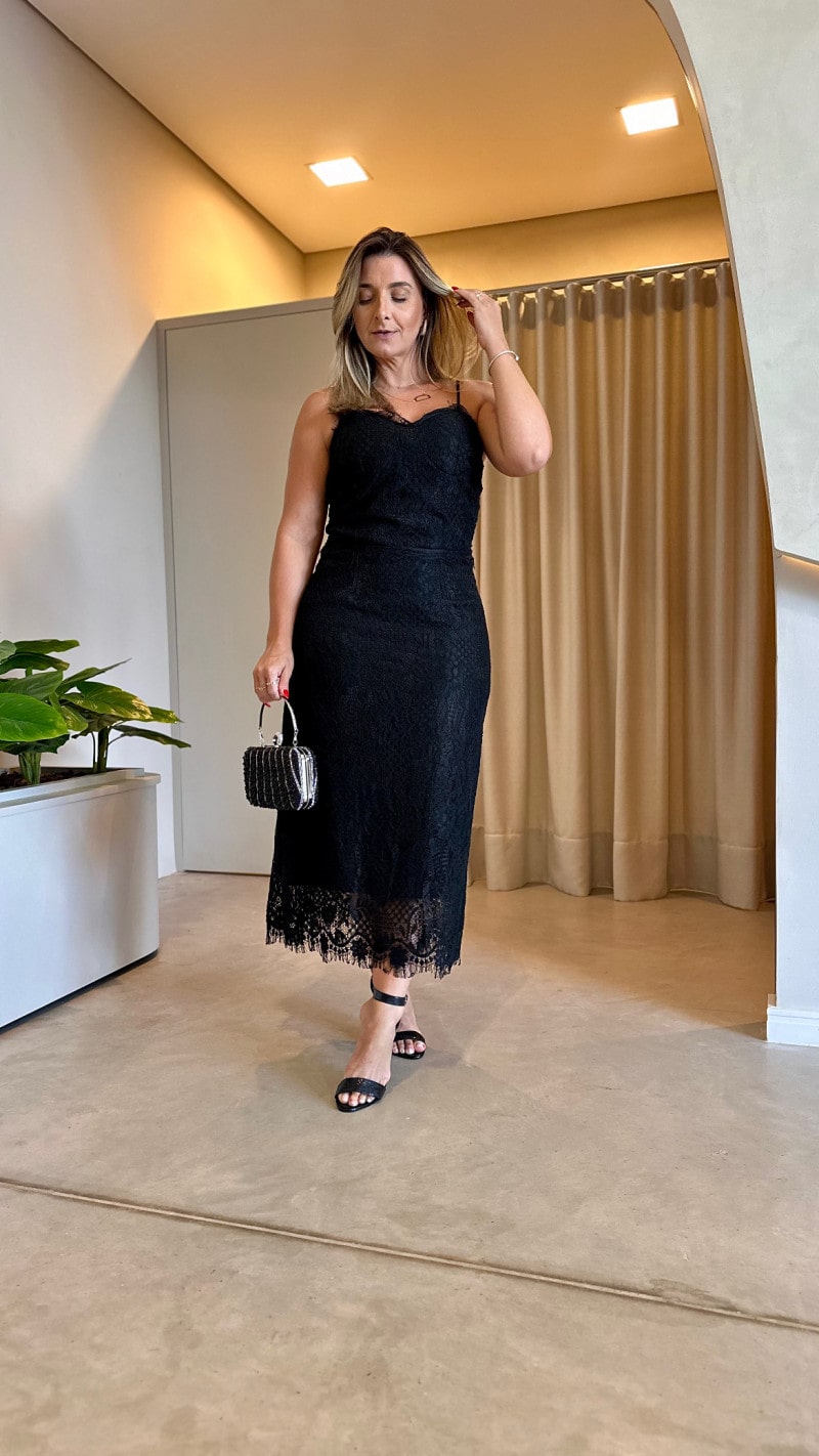 Conjunto Cropped E Saia Longa Renda Maya
