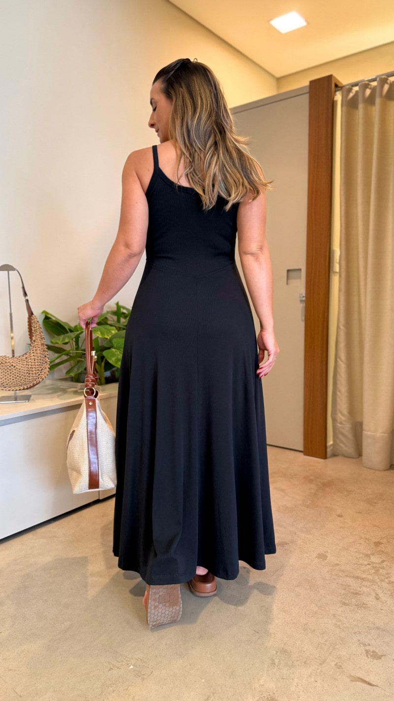 Vestido Midi Alcinha Canelado Bruna