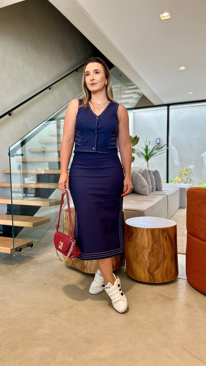Conjunto Colete E Saia Lapis