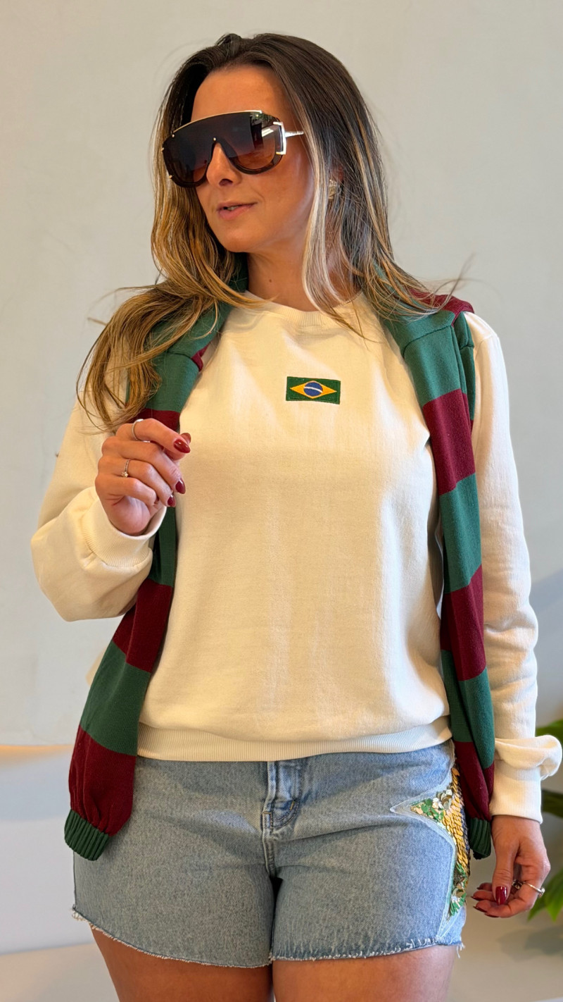 Blusa Moletom Bordado Brasil