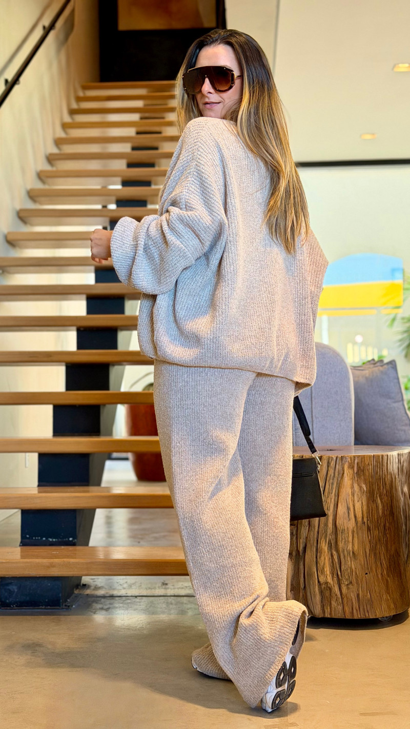 Conjunto Casaco E Calça Tricot Leila