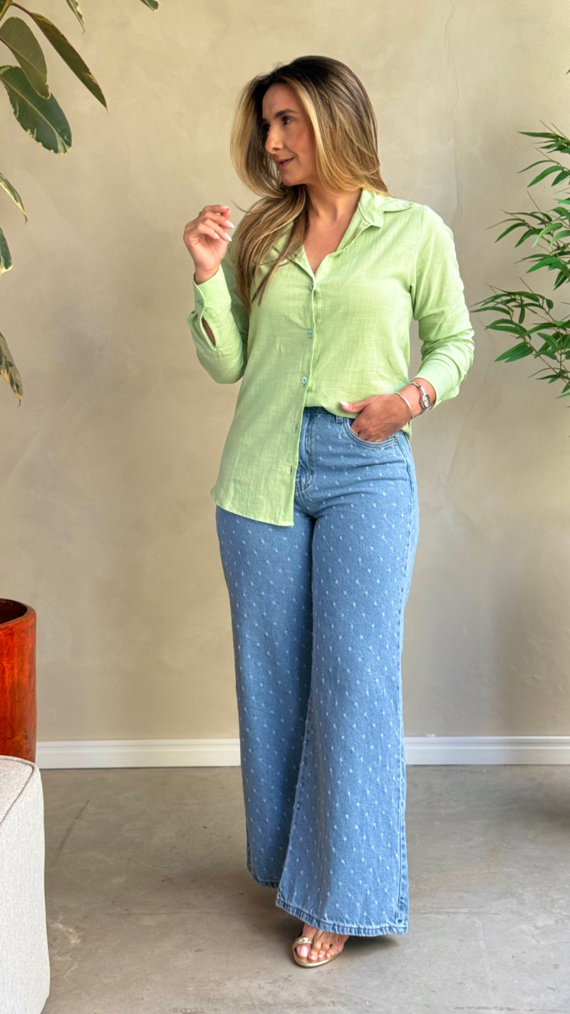 Calça Wide Detalhe Gigi