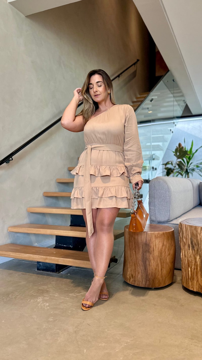 Vestido Curto Nula Manga Babados