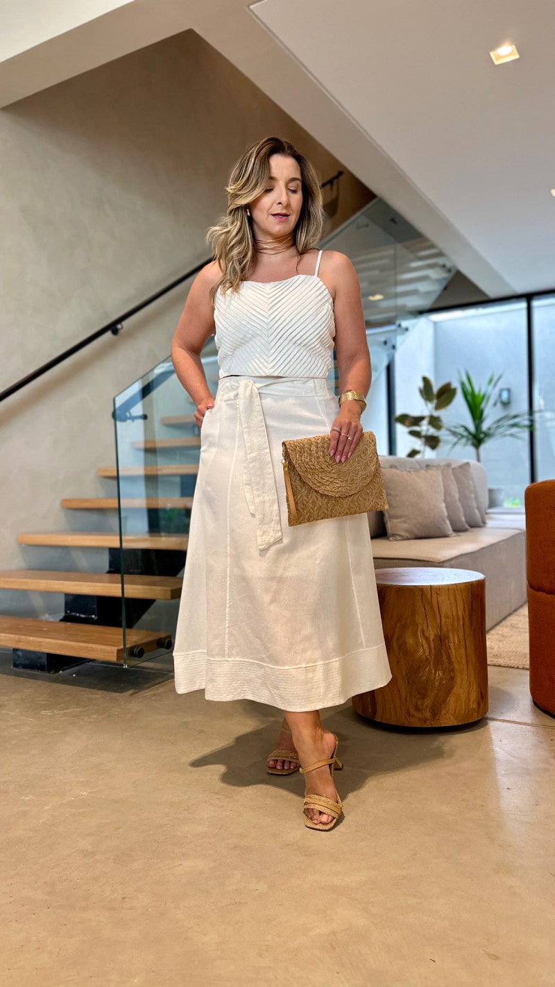 Conjunto Cropped E Saia Midi Jade