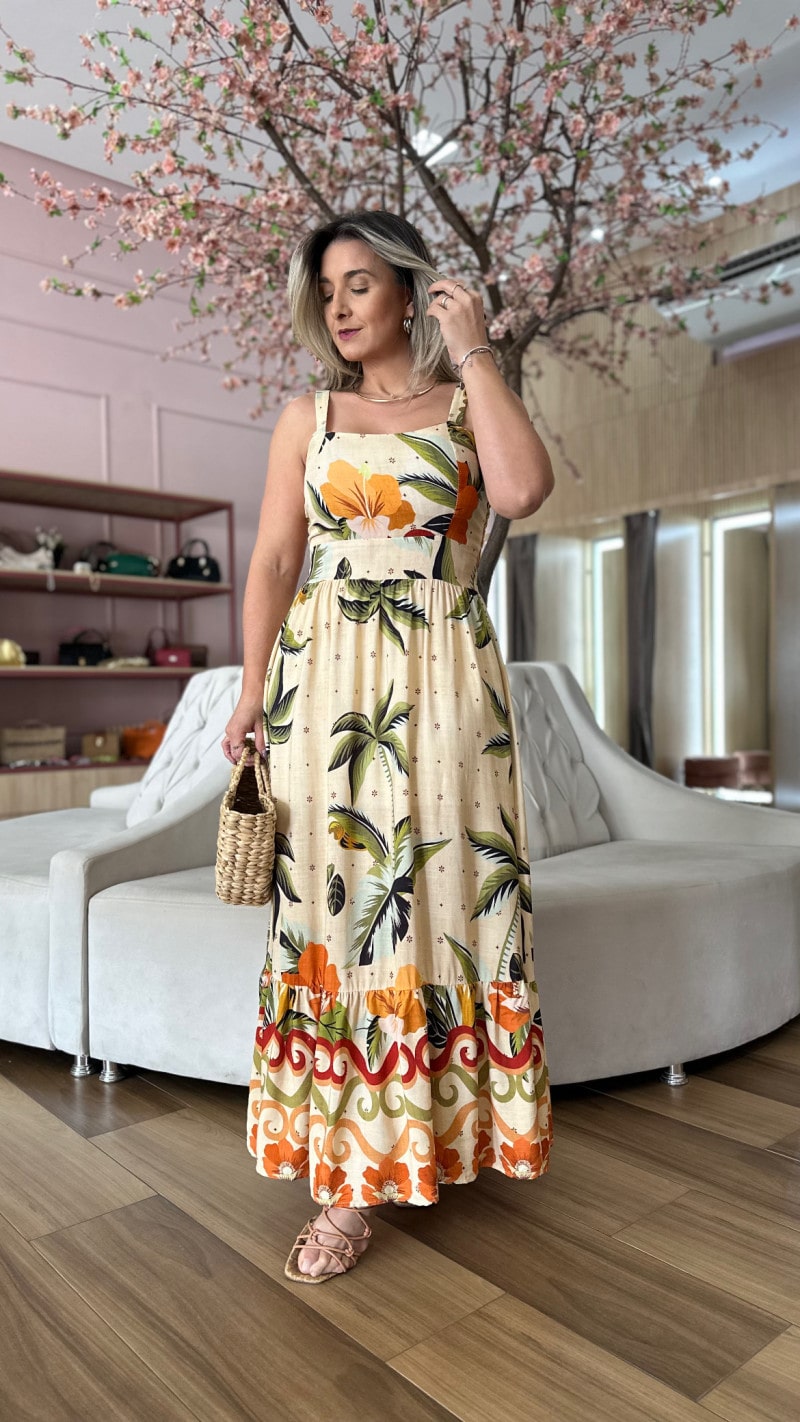 Vestido Midi Alça Larga Rubia