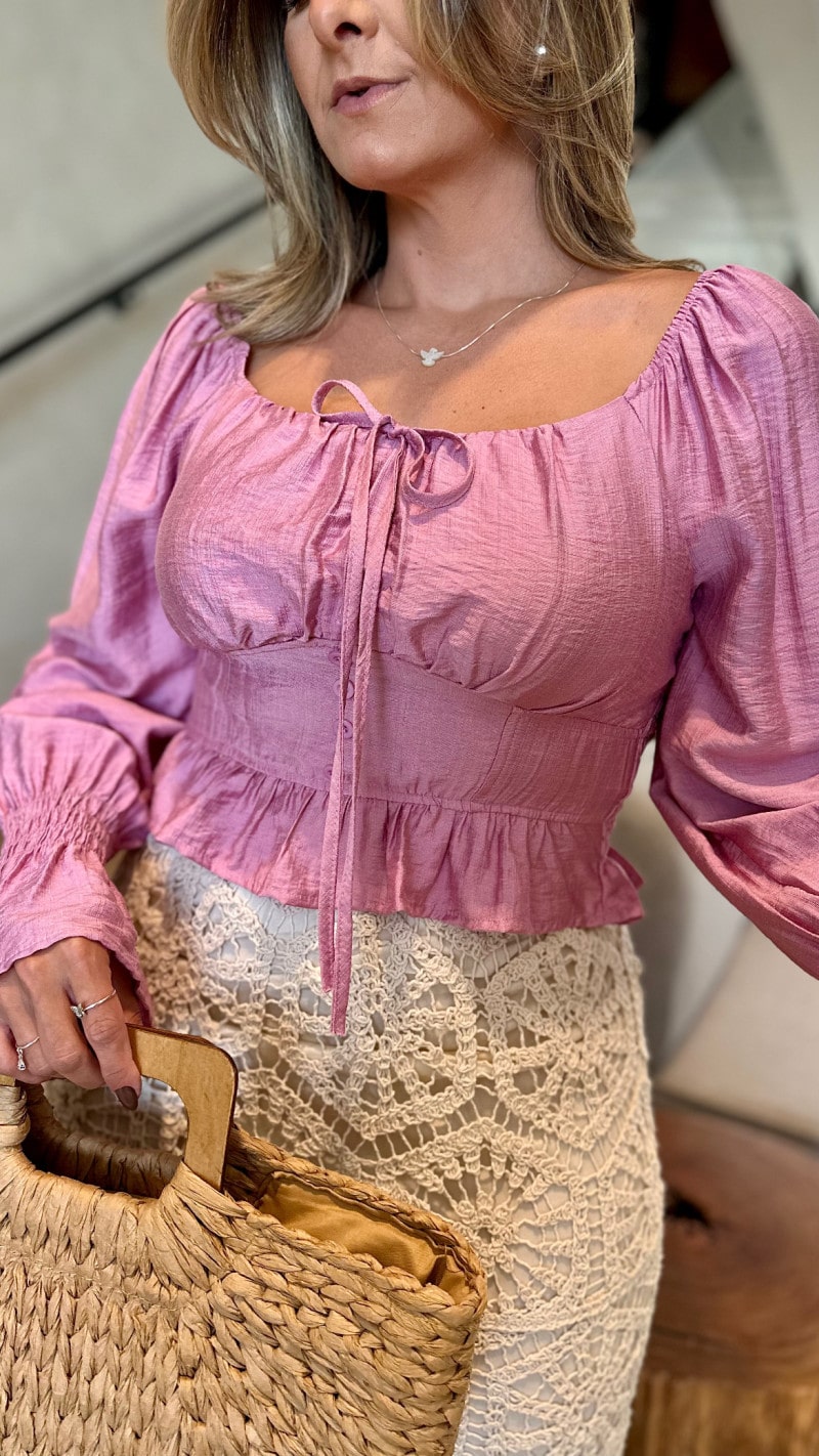 Cropped Ciganinha Manga Babi