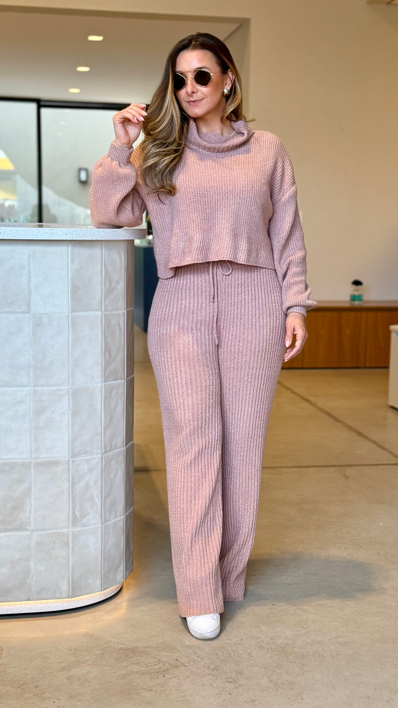 Conjunto Blusa E Calça Tricot Beca