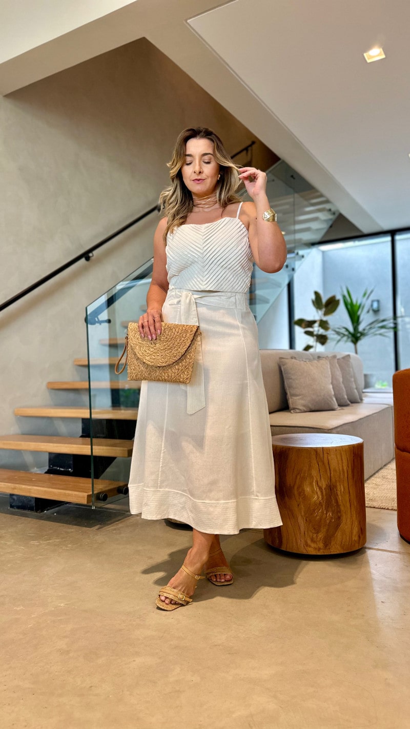 Conjunto Cropped E Saia Midi Jade