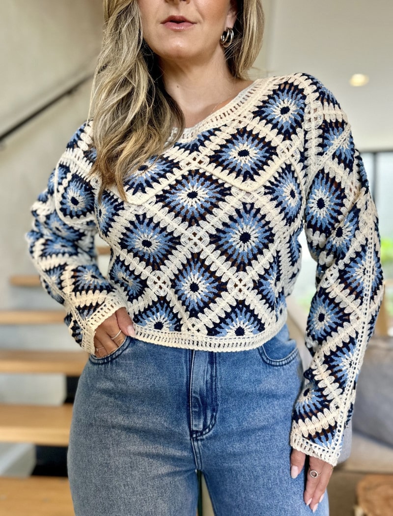 Blusa Manga Longa Crochê Beth
