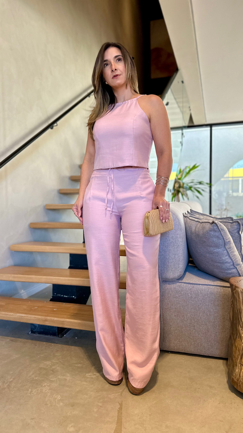 Conjunto Cropped E Calça Pantalona Vanessa