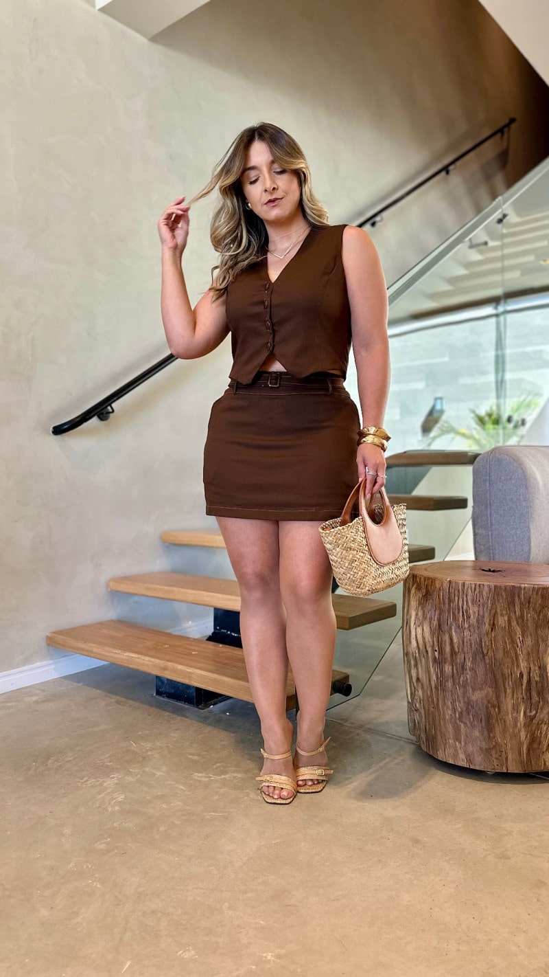 Conjunto Colete E Shortsaia Sarja Lais