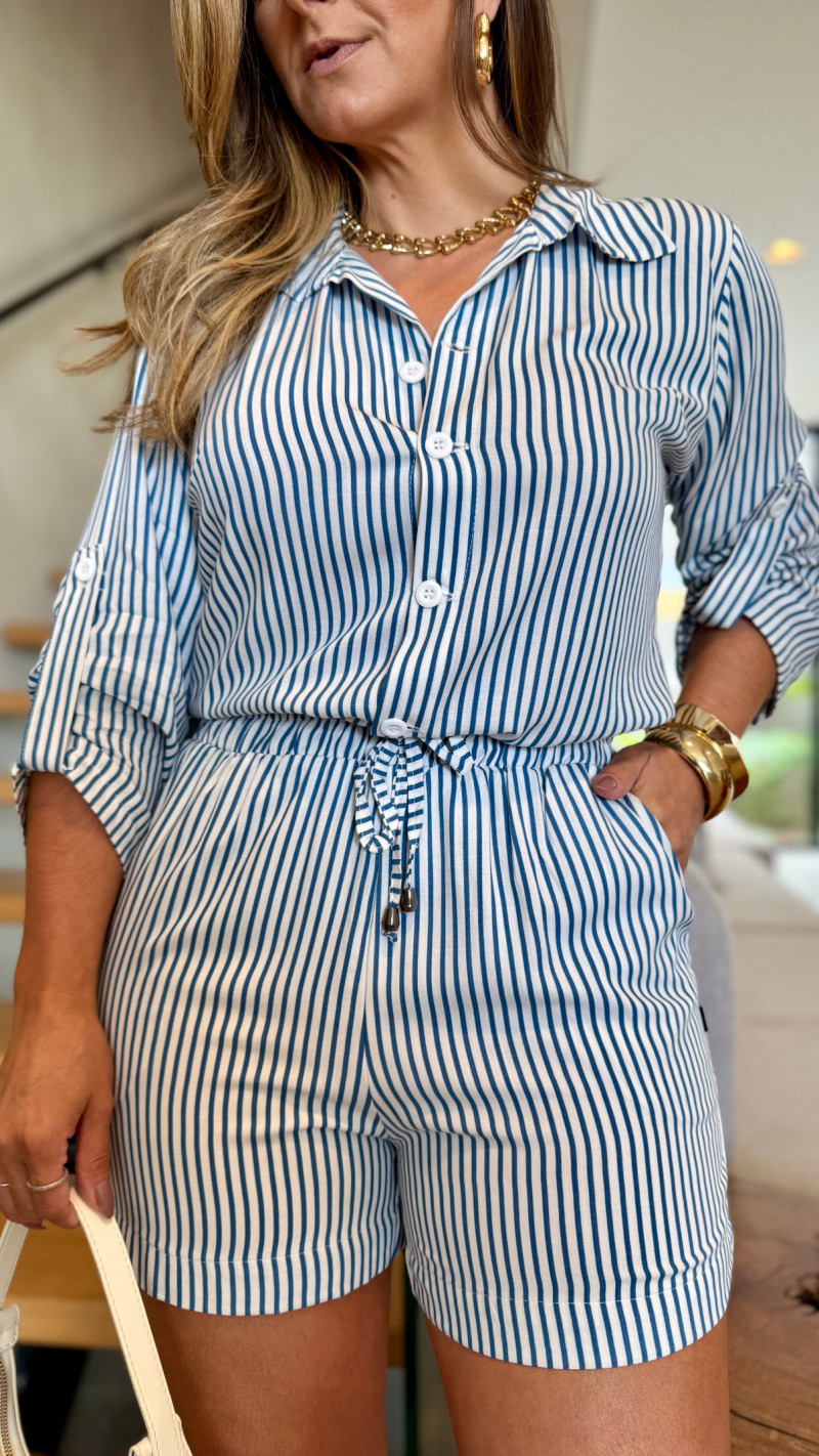 Conjunto Camisa E Short Listrado Mavi