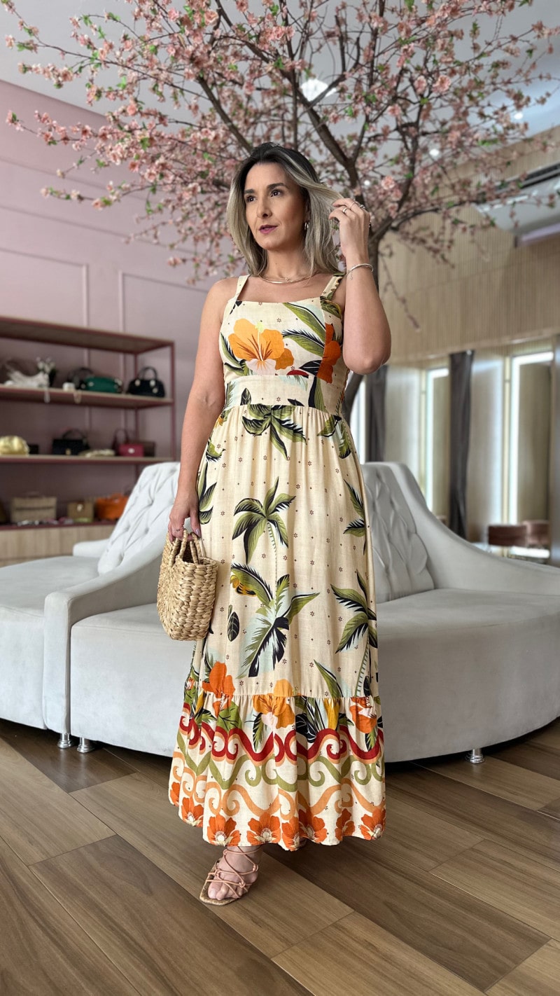 Vestido Midi Alça Larga Rubia
