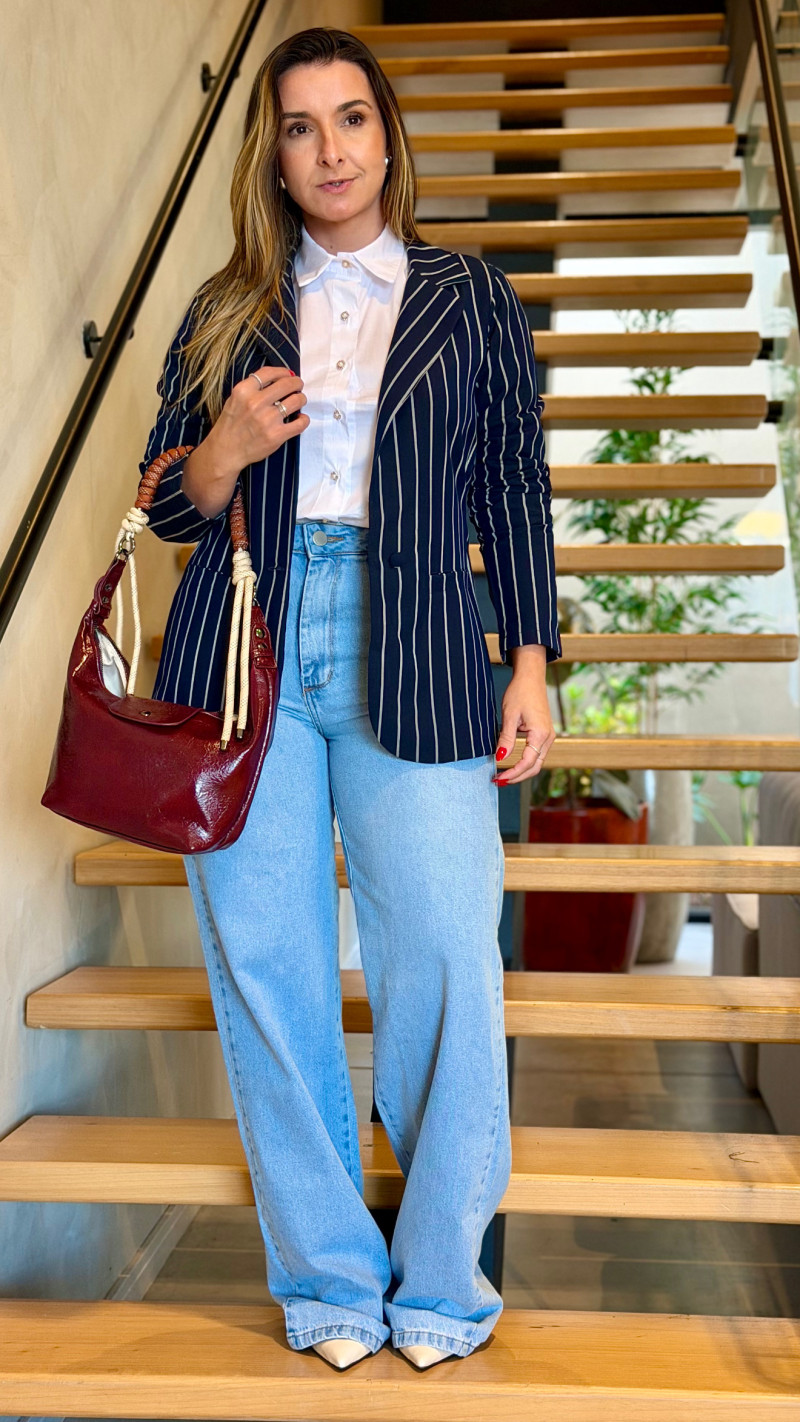 Blazer Alfaiataria Listrado Ravena