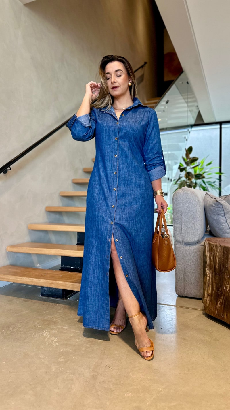 Vestido Chamise Longo Jeans Mari