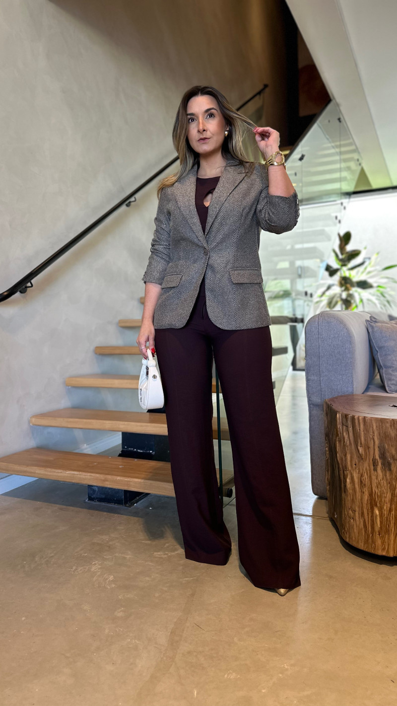 Blazer Com Ombreira Jacquard 