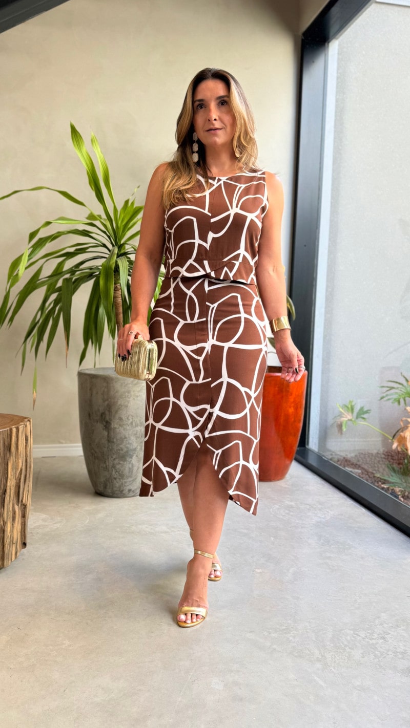 Conjunto Blusa E Saia Midi Jenifer