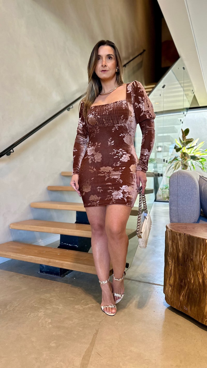 Vestido Manga Longa Veludo Mavi