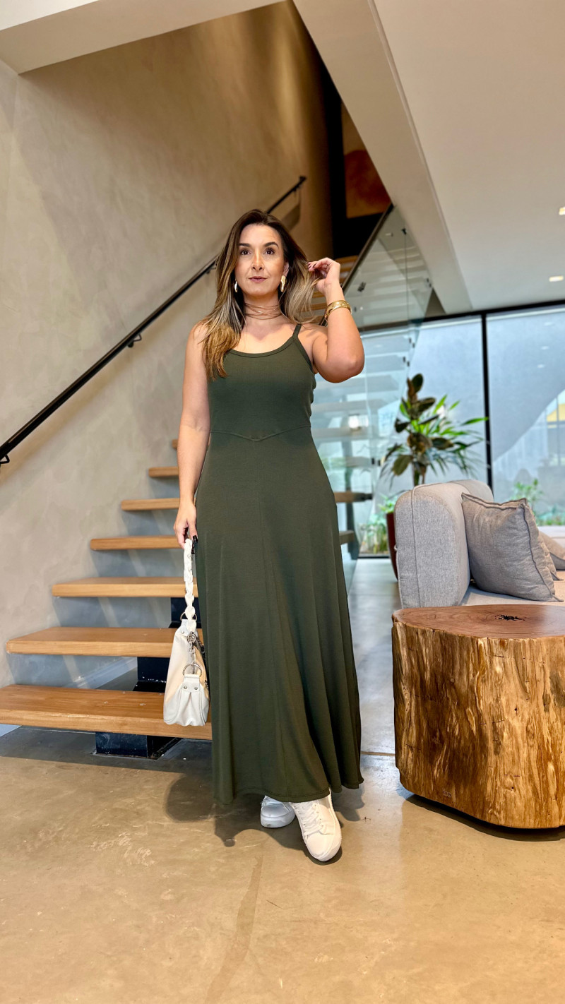 Vestido Midi Canelado Alice