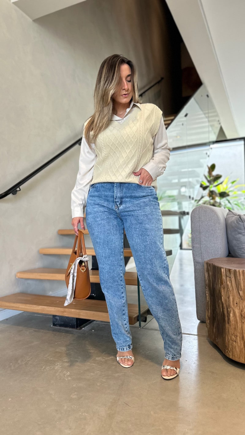 Camisa Com Suéter Tricot Sabrina