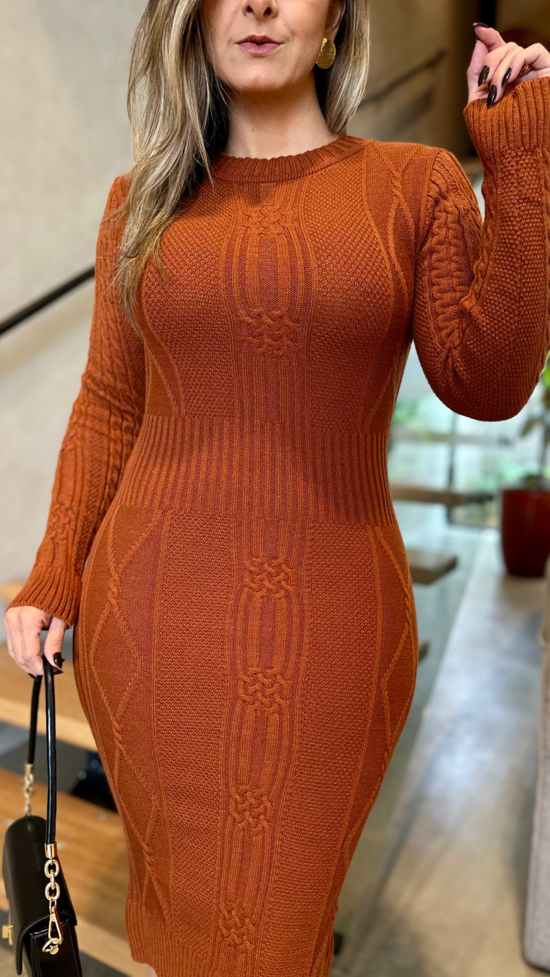 Vestido Tricot Manga Longa Cecilia