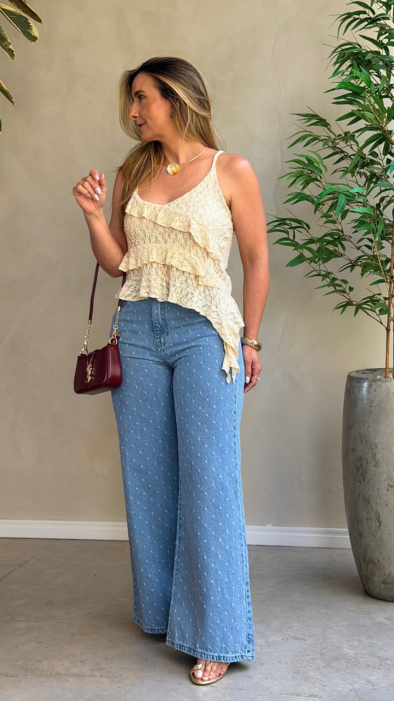 Calça Wide Detalhe Gigi