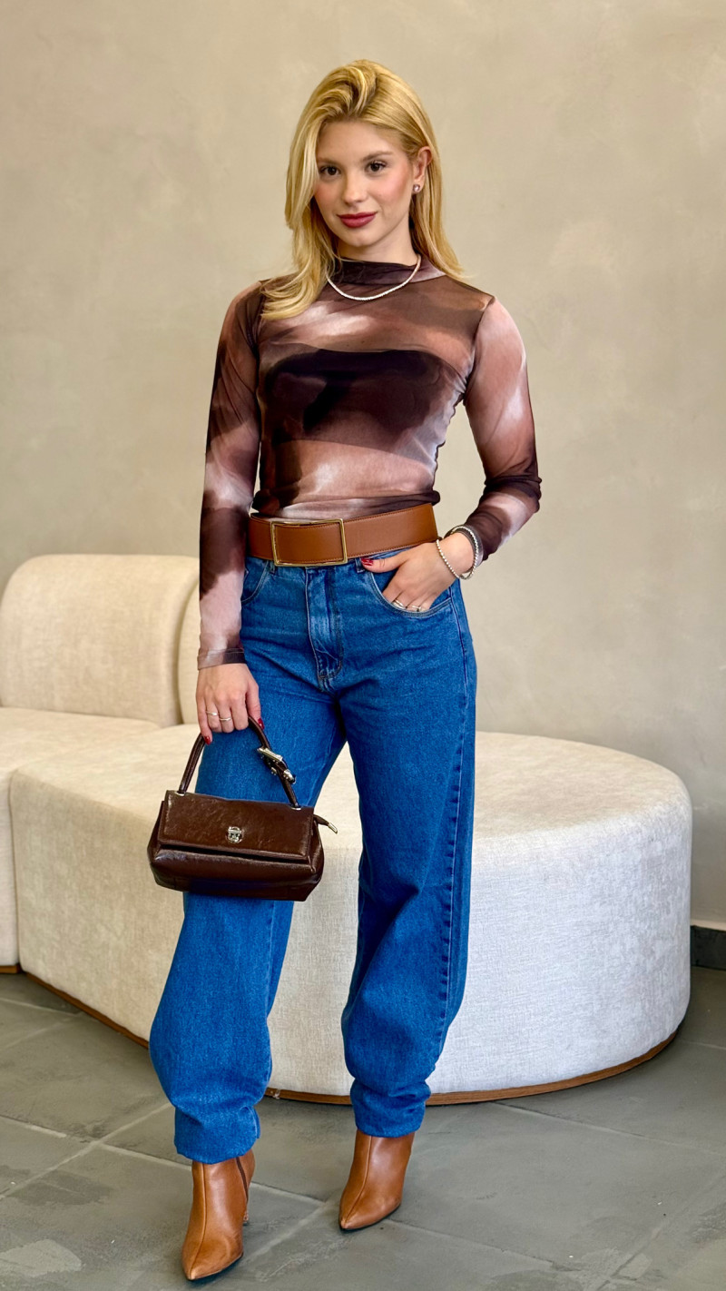 Blusa Tule Estampada Cacharrel 