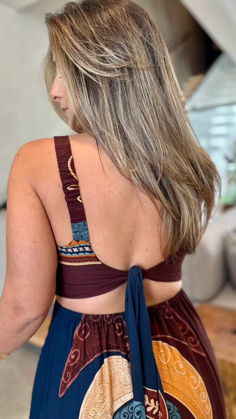 Vestido Longo Alça Larga Com Amarração Fer