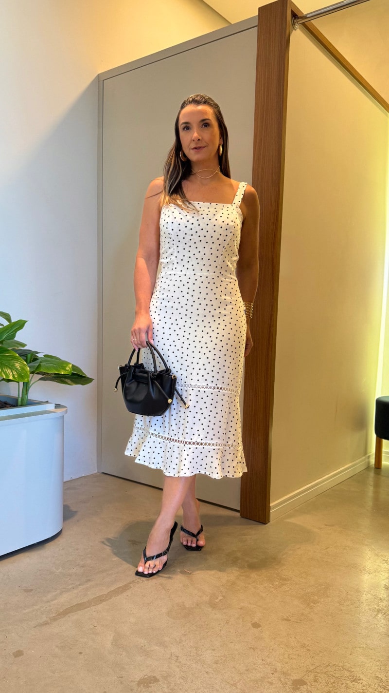 Vestido Midi Poá Alice