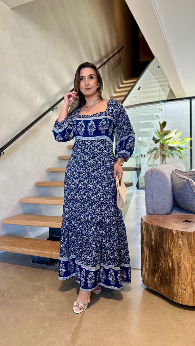 Vestido Midi Manga 3/4 Lavinia
